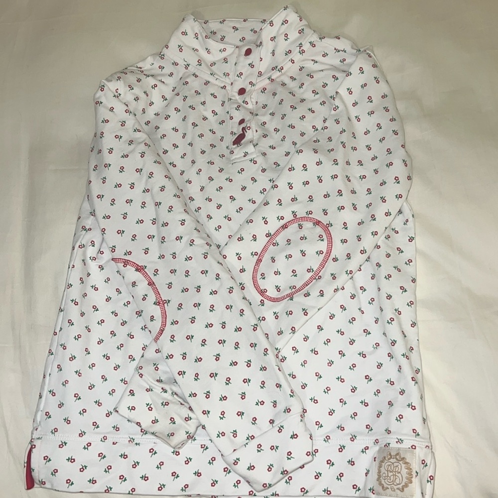 The Beaufort Bonnet size 10 white with red flowers popover